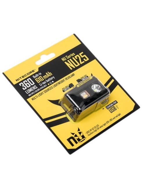 Linterna frontal recargable NiteCore NU25 de 360 lúmenes-Negro