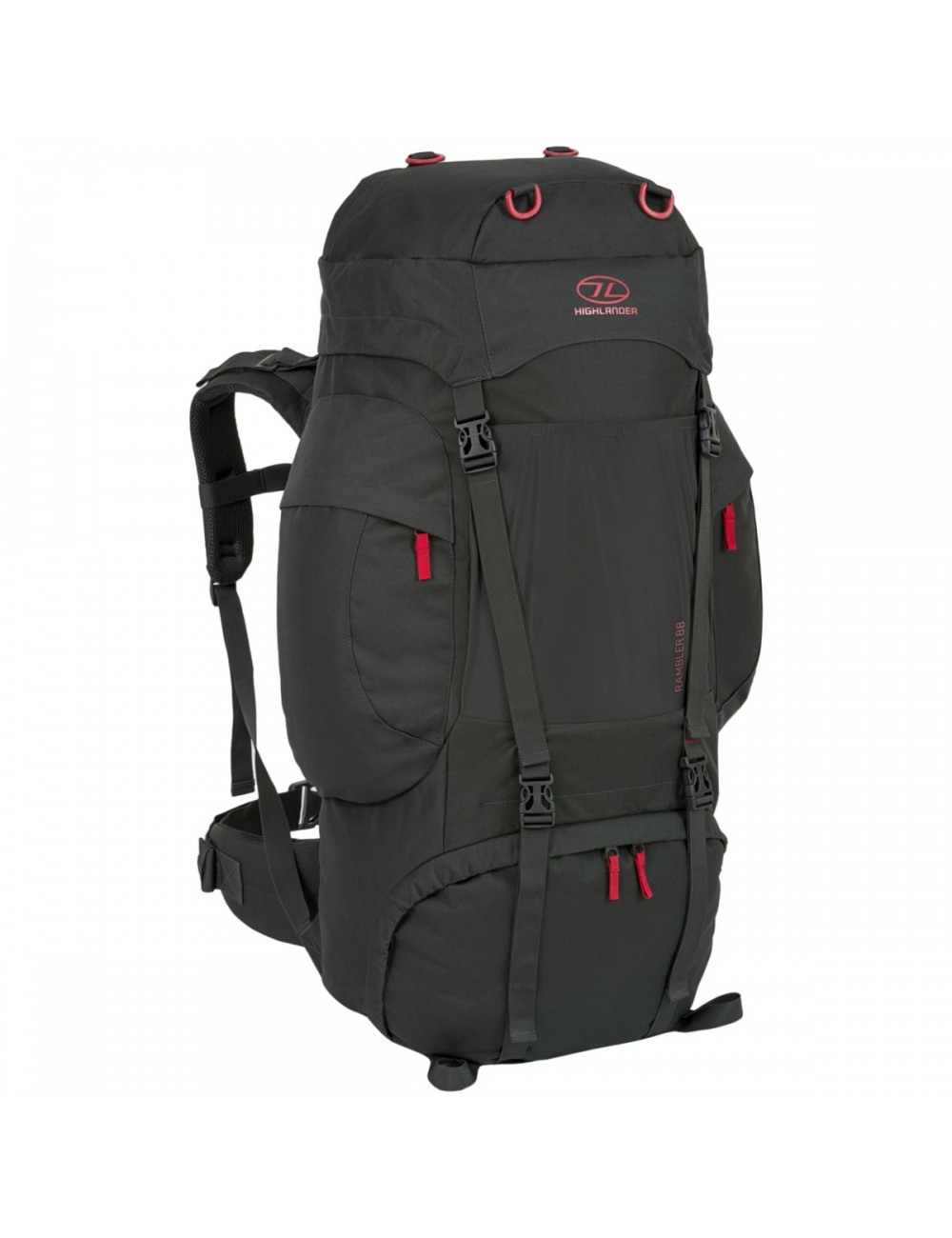 Sac à dos Highlander sac à dos Rambler nouveau 88 litres-Noir-Rouge