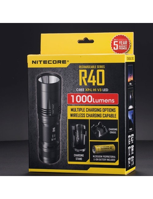 NiteCore Rechargeable Flashlight R40 Cree XP-L HI V3 LED -1000 lumens