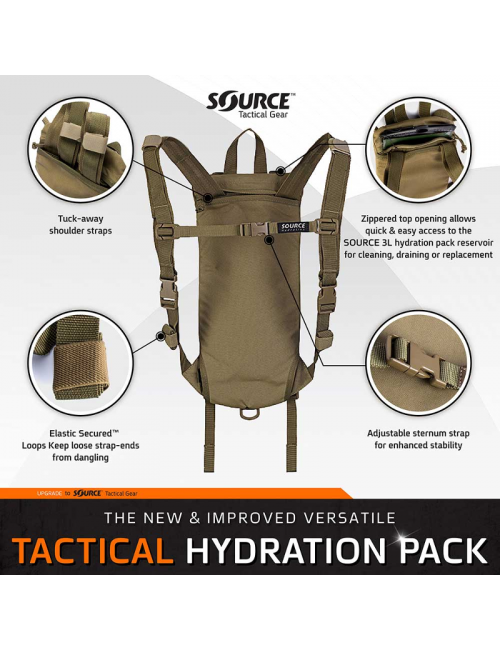 Bolsa de agua táctica Source-mochila de hidratación de 3 litros-Coyote