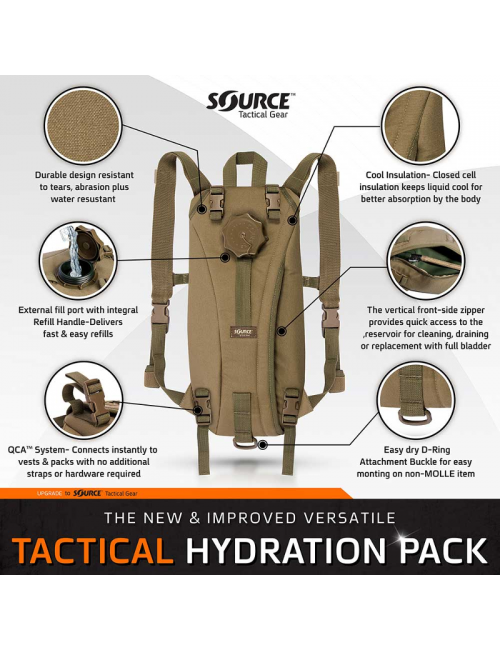 Bolsa de agua táctica Source-mochila de hidratación de 3 litros-Coyote