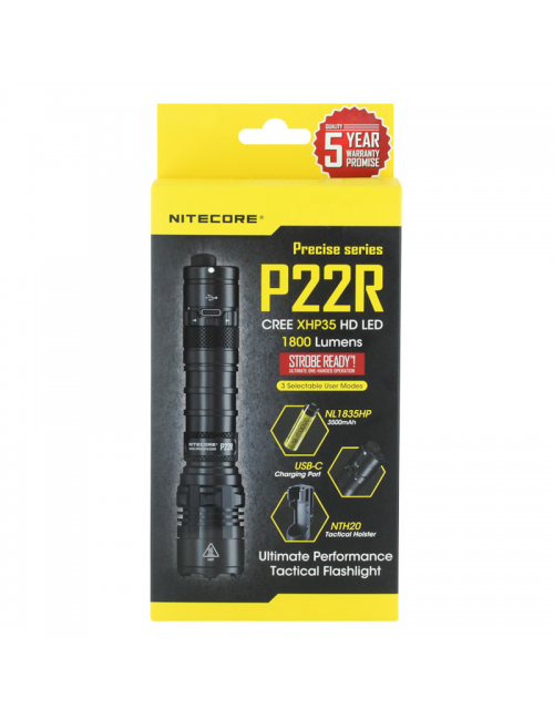 Linterna NiteCore P22R táctica recargable de 1800 lúmenes-Negro