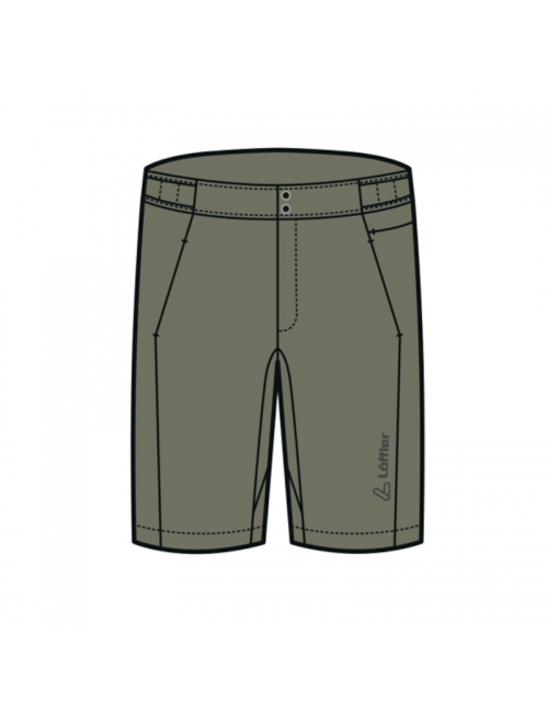 Loeffler cuissard court m Short de vélo Grav-E ASSL homme-vert olive