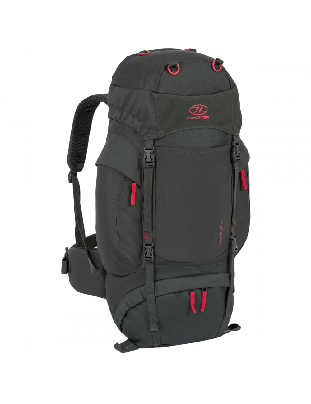 Highlander Rucksack Rambler New 44 Liter Rucksack-schwarz-rot