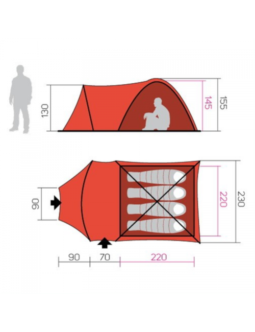 Tienda familiar Hannah outdoor Atoll 4 para 4 personas - Capuleto Verde oliva