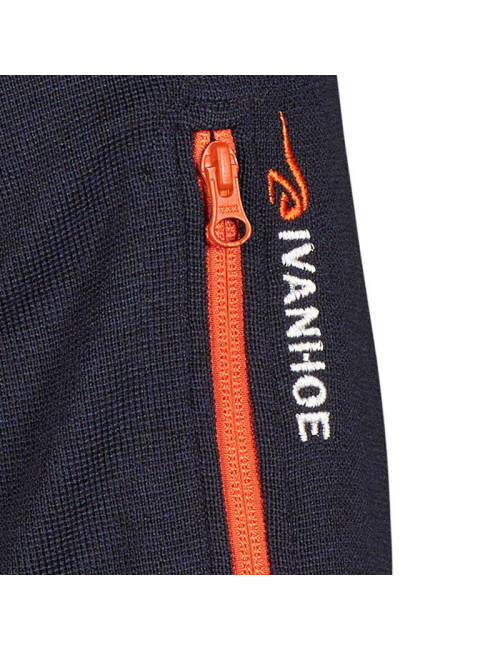 Ivanhoe vest Hadar coupe-vent à fermeture éclair intégrale Navy-laine mérinos fine-Bleu