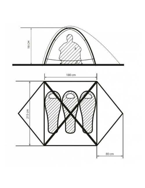 Turbat Borzhava 3 Alu - lichtgewicht tent - 3 persoons - Geel