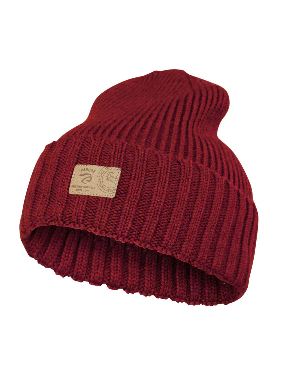 Cappello a maglia Ivanhoe in lana Ipsum deep Red-taglia unica-rosso