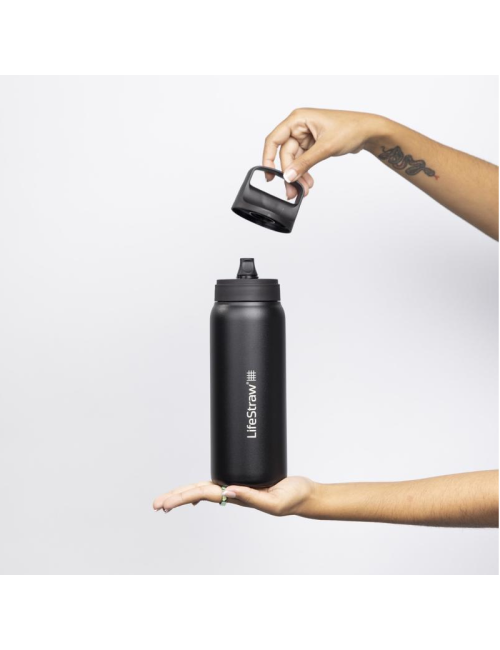 LifeStraw water filter bottle Go 2.0 stainless steel insulated 700 ml-Black