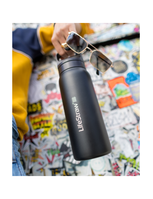 LifeStraw water filter bottle Go 2.0 stainless steel insulated 700 ml-Black