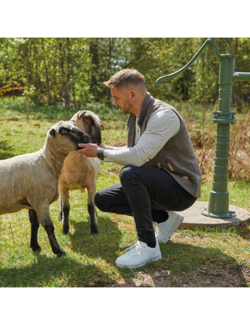 Ivanhoe cardigan senza maniche NLS Orzo Noce moscata per uomo di lana-Marrone