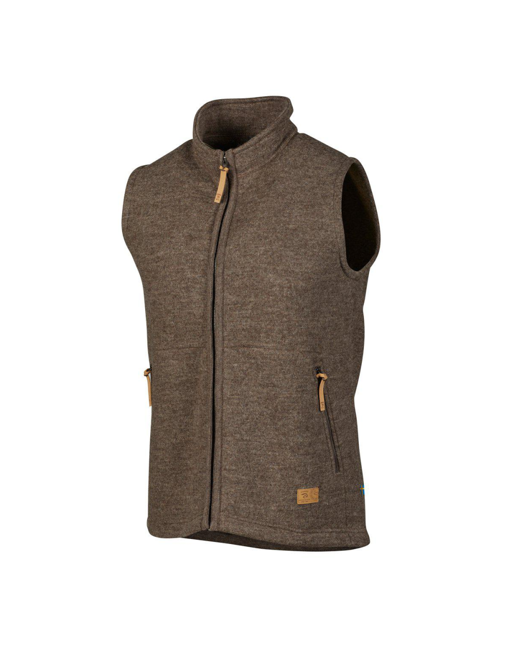 Ivanhoe cardigan sans manches NLS Orge Muscade pour homme en laine-Marron