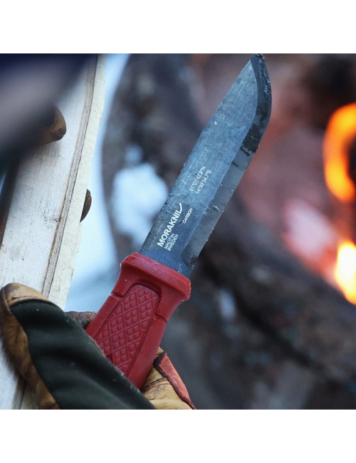 Couteau de survie Mora Garberg Dala Rouge noir carbone avec étui en cuir-Rouge