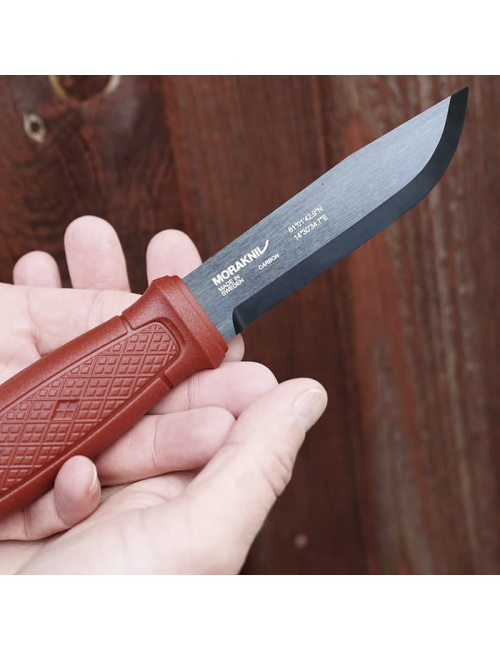 Couteau de survie Mora Garberg Dala Rouge noir carbone avec étui en cuir-Rouge