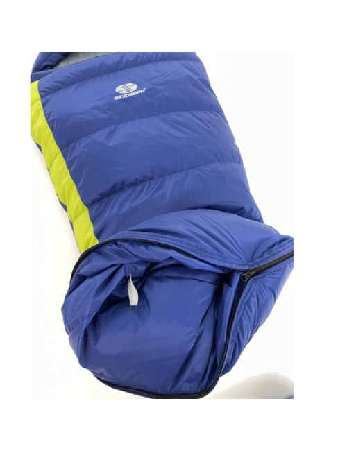 Saco de dormir momia SirJoseph down para niños Plumón Kiki 125-145-izquierdo 145 cm-Azul marino con Lima