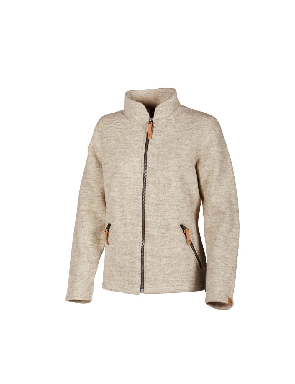 Ivanhoe Damen Wollweste mit durchgehendem Reißverschluss NLS Twig Birch 100% ungefärbte Wolle-Beige