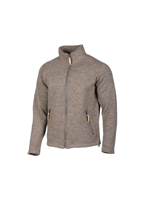 Ivanhoe trui NLS Sap Nutmeg full zip - 100% zuivere ongeverfde wol - Bruin