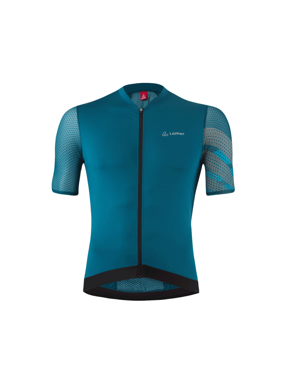 Loeffler manica corta M Bici Jersey FZ POW Air scuro Benzina-Blu